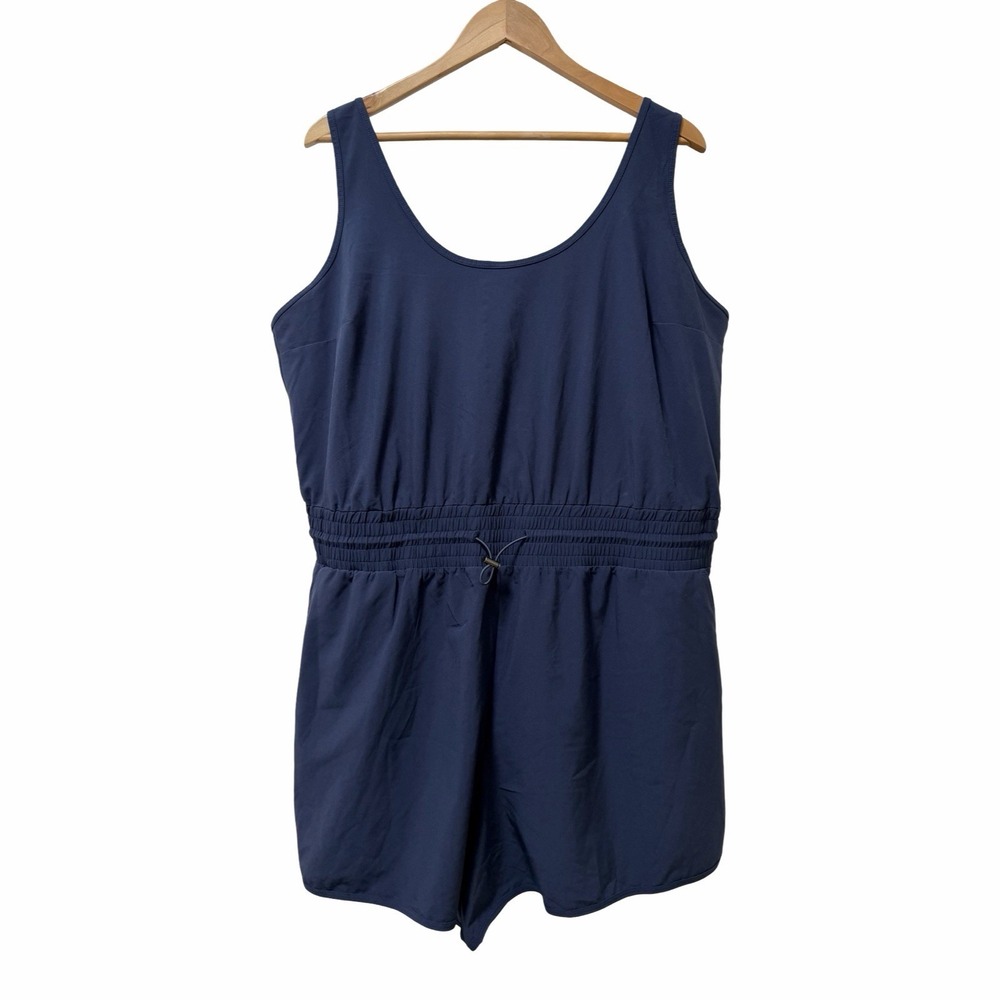 Abercrombie & Fitch Womens Drawstring Romper Size XL Navy Athleisure Gym Workout